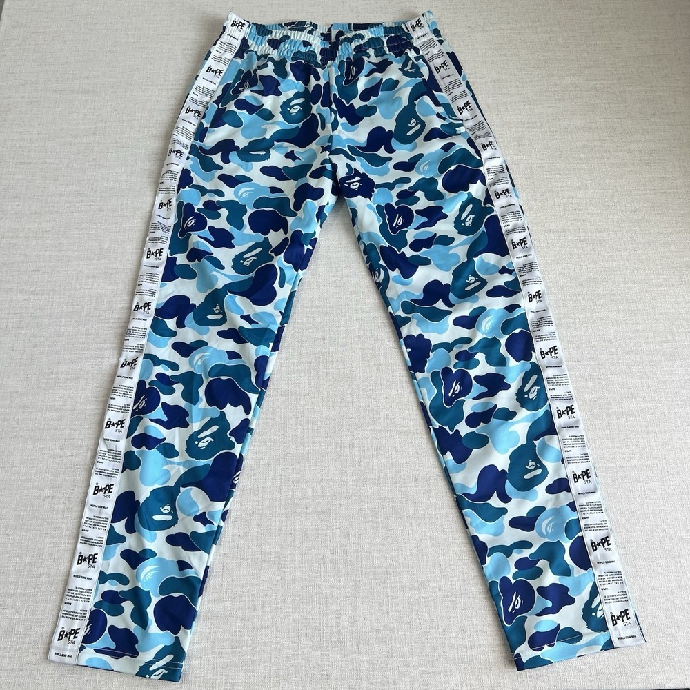 NWT A Bathing Ape BAPE STA TAPE JERSEY PANTS ABC camo color Blue Size XL  Mens